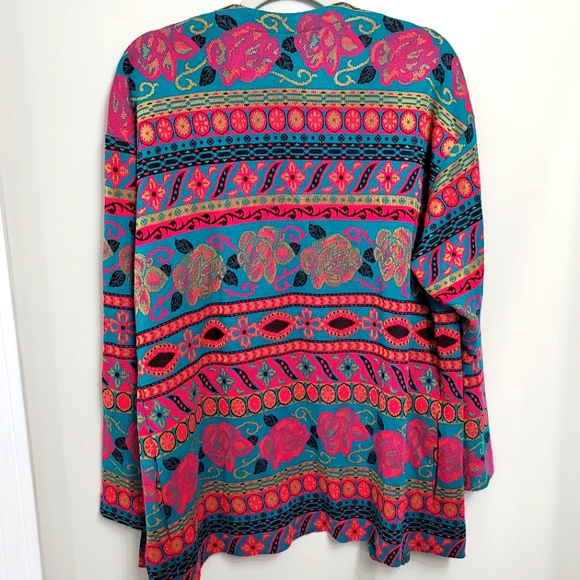 GRAFF CALIFORNIAWEAR Vintage Floral Open Front Cardigan Size 14 - Picture 2 of 6